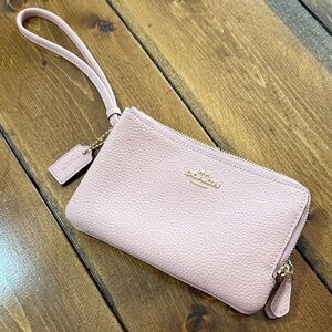 COACH Light Pink Leather Wristlet